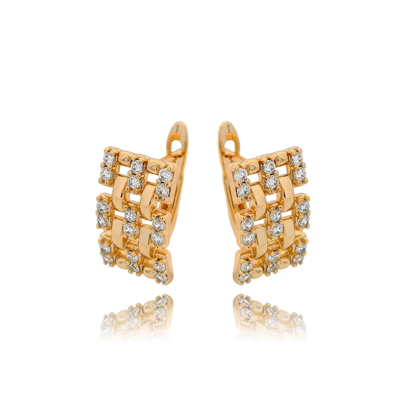 Golden Link Pave Hoop